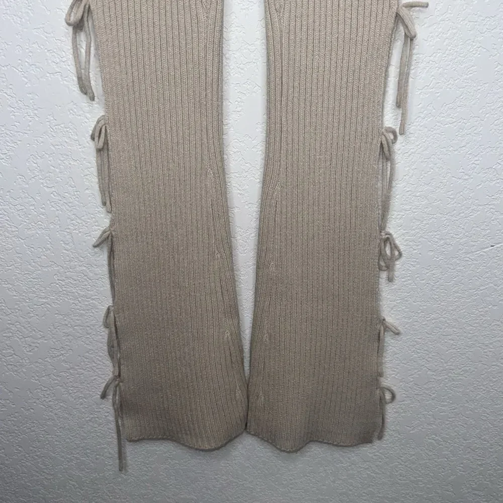 GUIZIO Rib Knit Tie Pant in Light Oat Small Revolve Cashmere